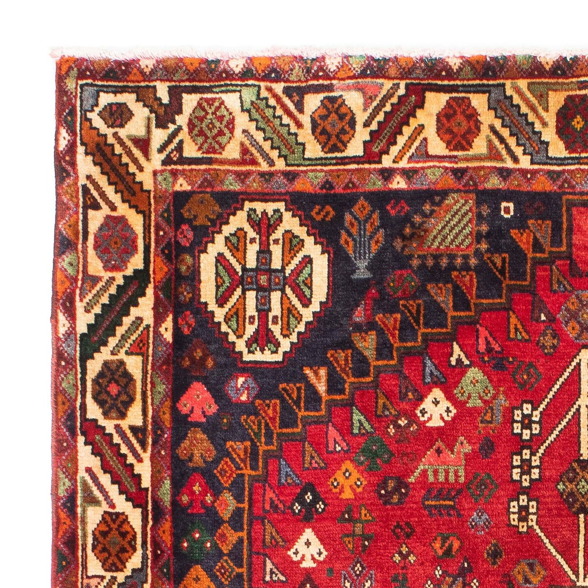 Tapis persan - Nomadic - 162 x 130 cm - rouge foncé