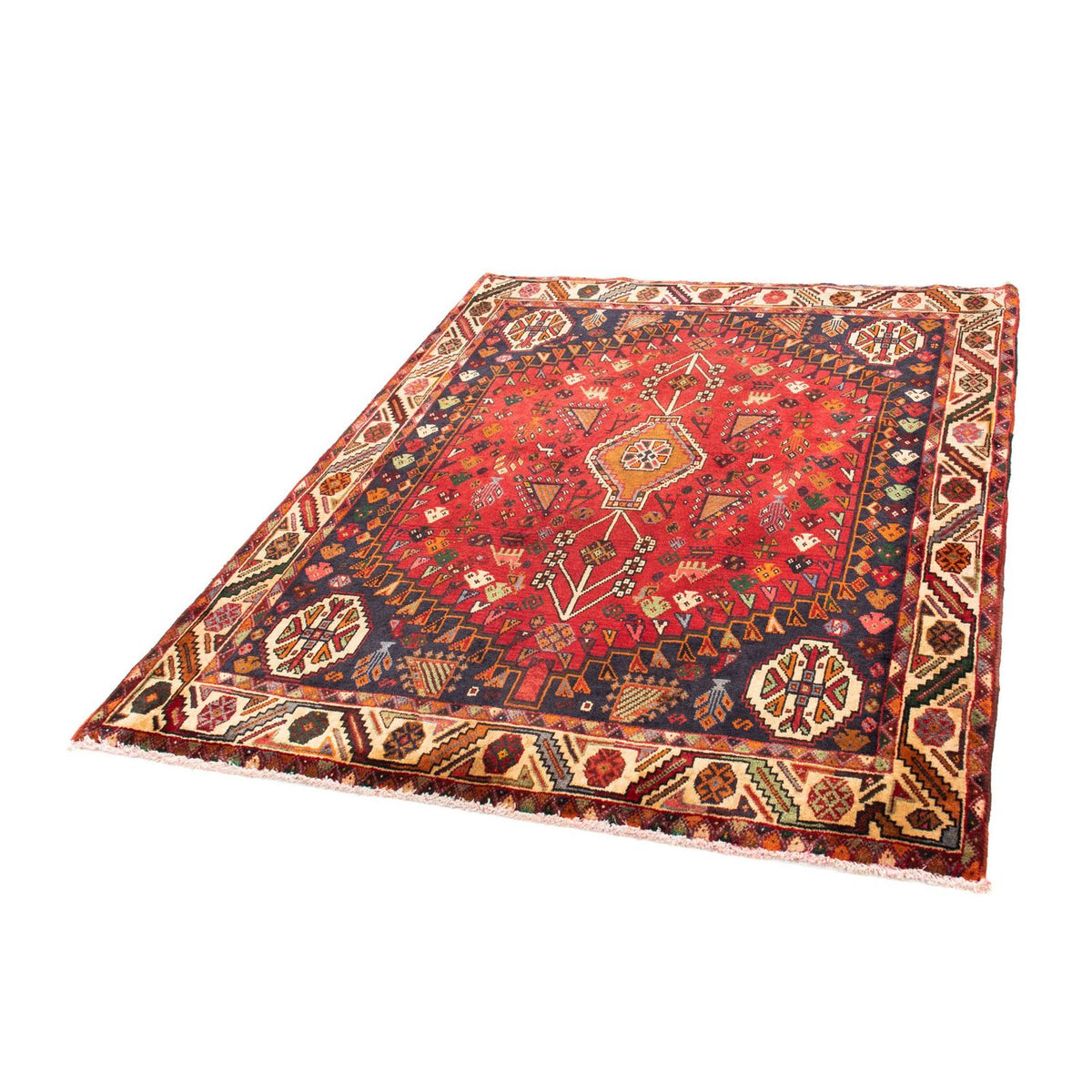 Tapis persan - Nomadic - 162 x 130 cm - rouge foncé