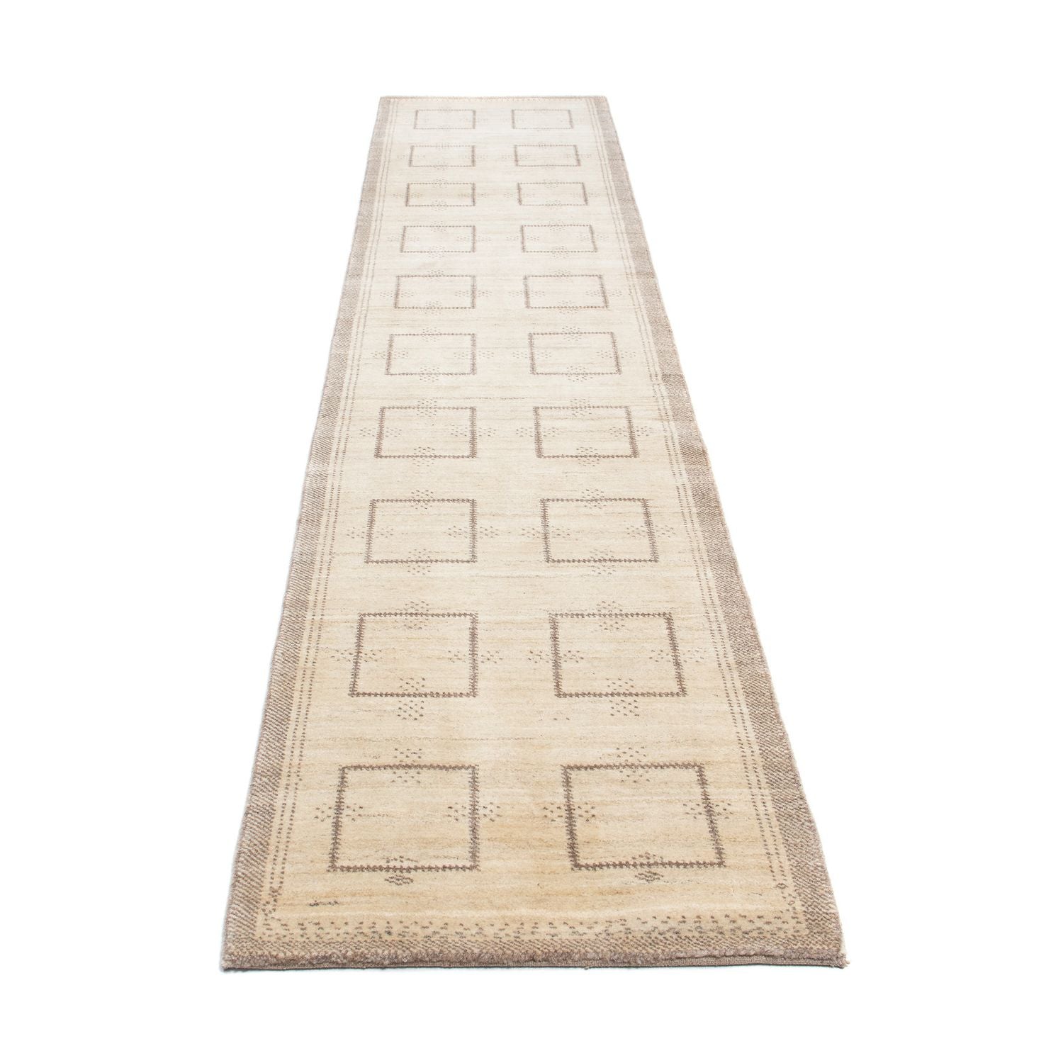 Tapis de couloir Tapis Gabbeh - Loribaft Persan - 345 x 75 cm - beige