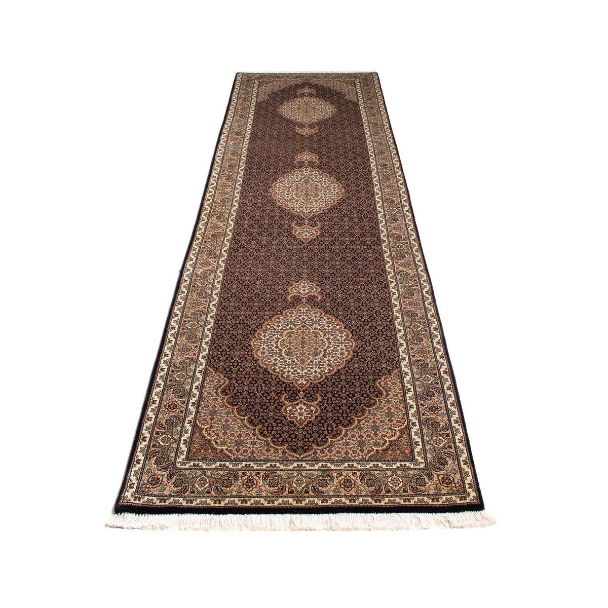 Tapis de couloir Tapis persan - Tabriz - 302 x 82 cm - bleu foncé