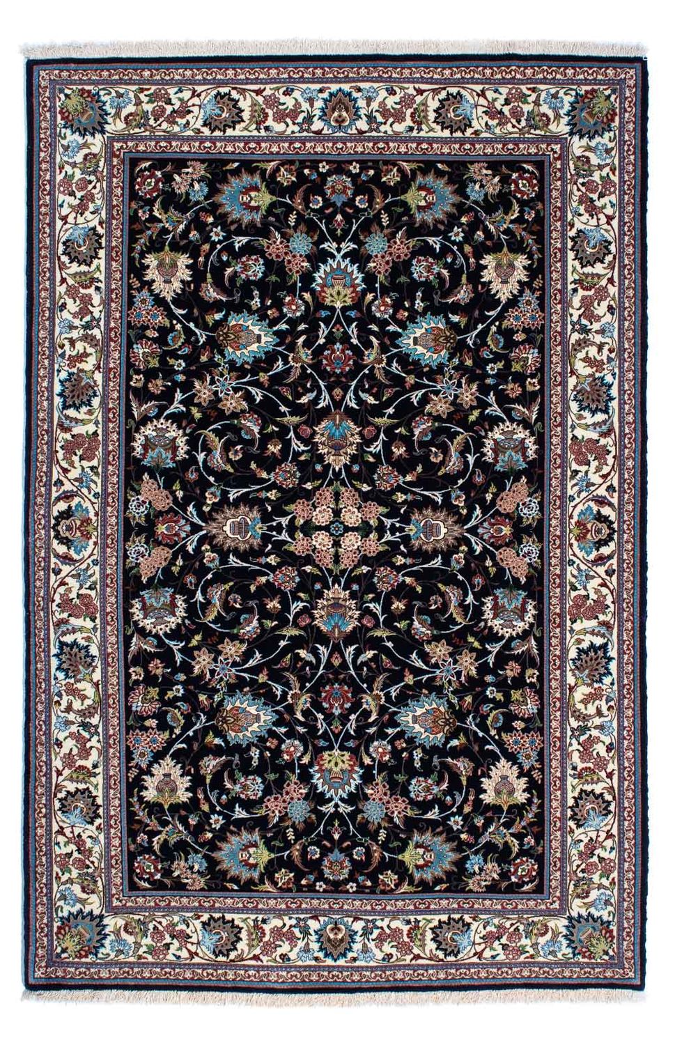 Tapis persan - Ghom - 210 x 140 cm - bleu foncé