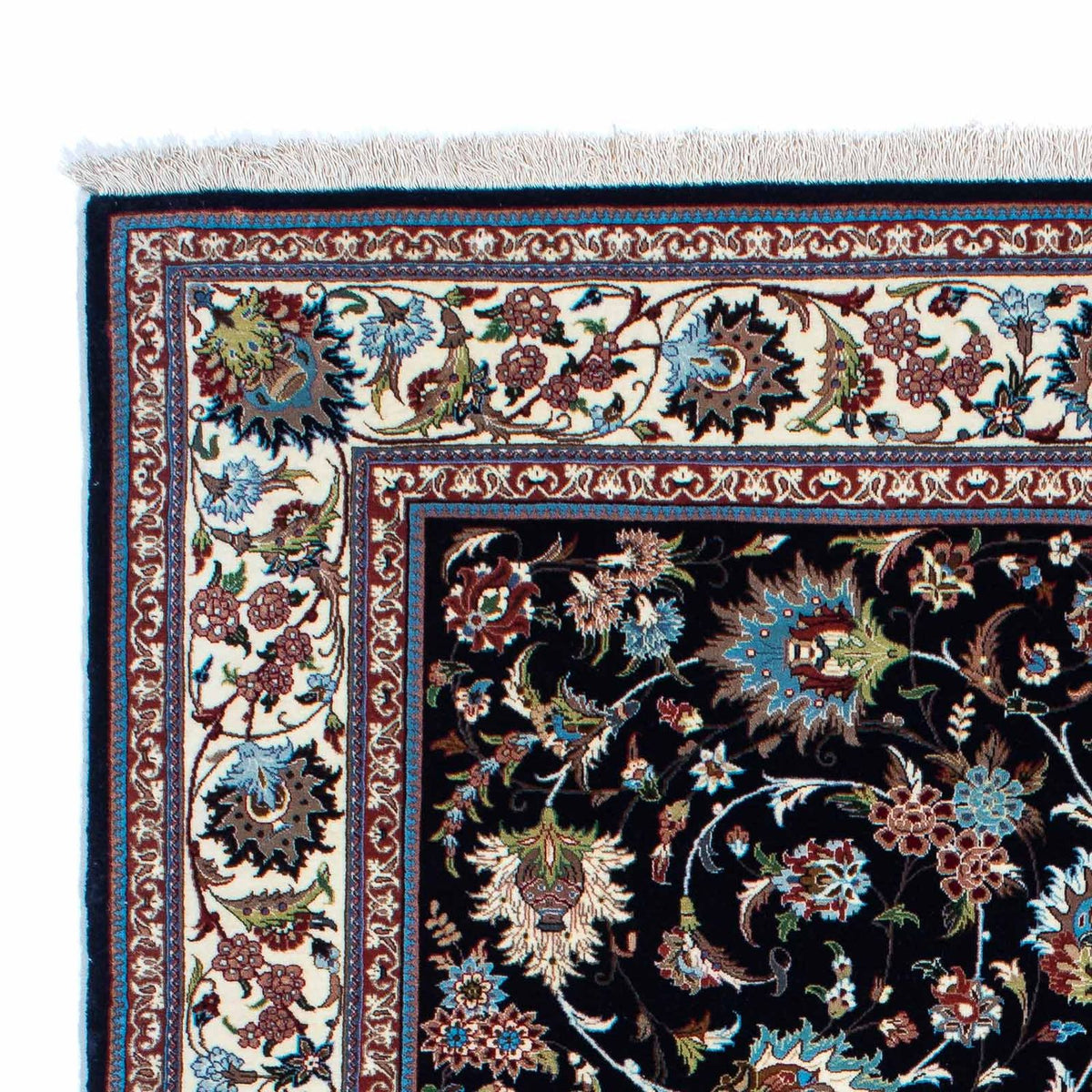 Tapis persan - Ghom - 210 x 140 cm - bleu foncé