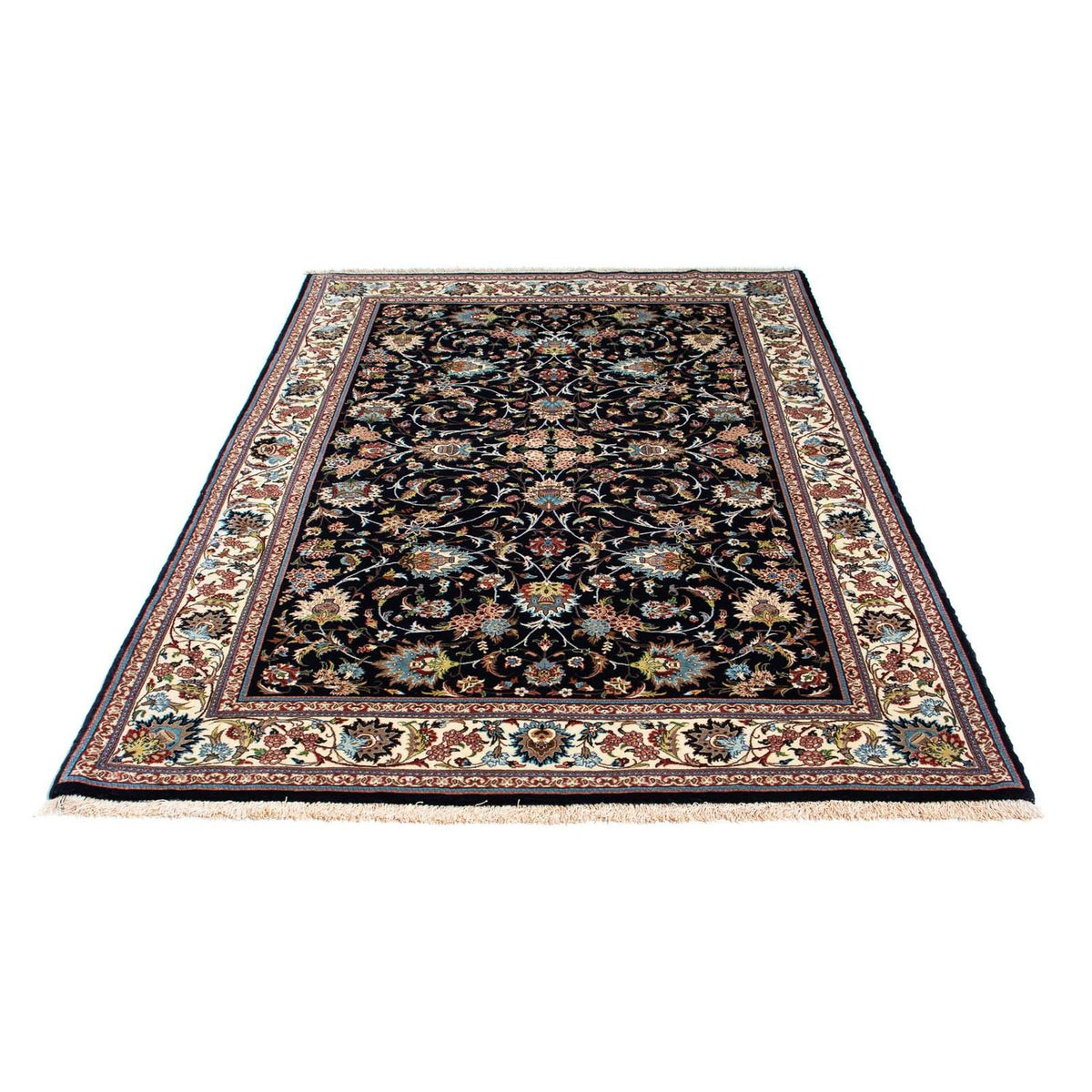 Tapis persan - Ghom - 210 x 140 cm - bleu foncé