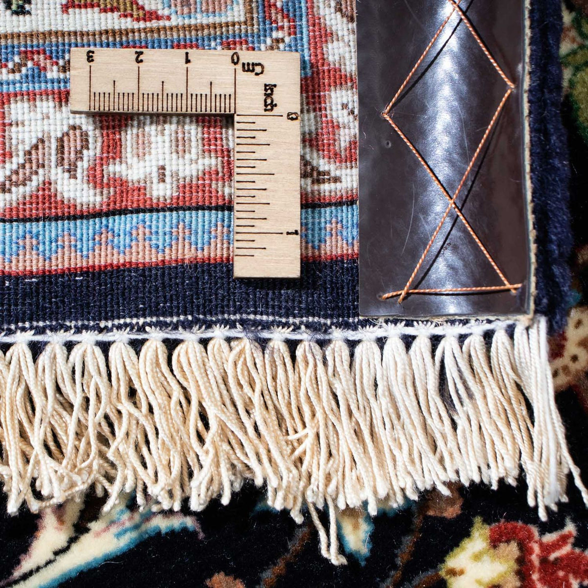 Tapis persan - Ghom - 210 x 140 cm - bleu foncé