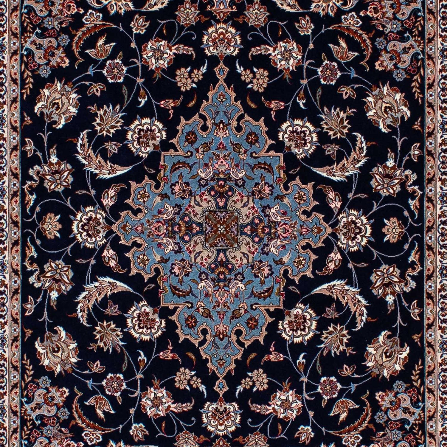 Tapis persan - Isfahan - Premium - 218 x 145 cm - bleu foncé