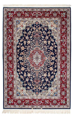 Tapis persan - Isfahan - Premium - 200 x 130 cm - bleu foncé