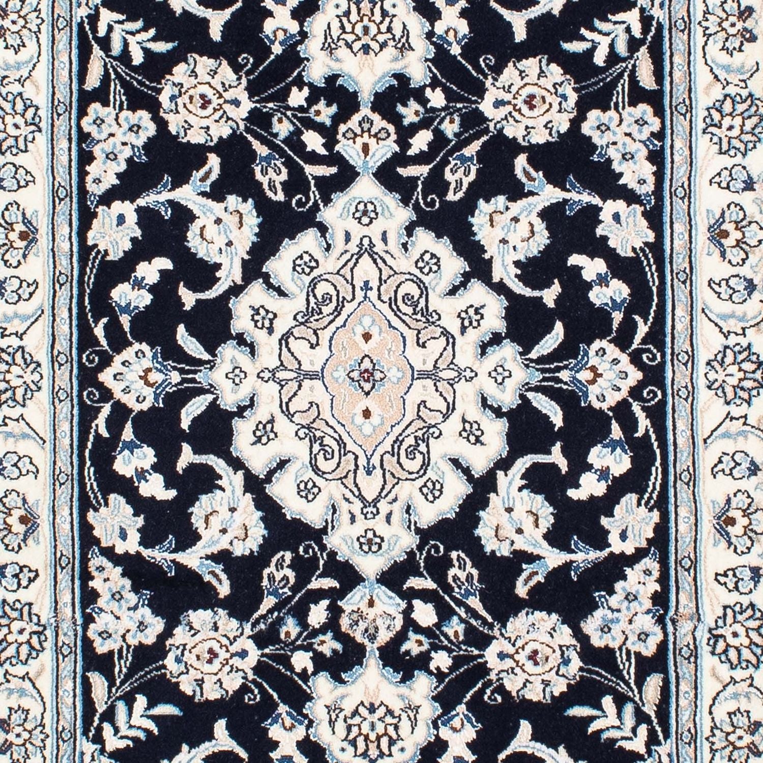 Tapis de couloir Tapis persan - Nain - Royal - 295 x 78 cm - bleu foncé