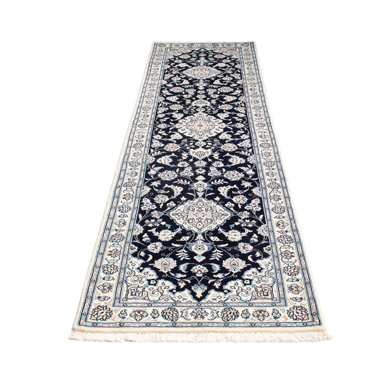Tapis de couloir Tapis persan - Nain - Royal - 295 x 78 cm - bleu foncé