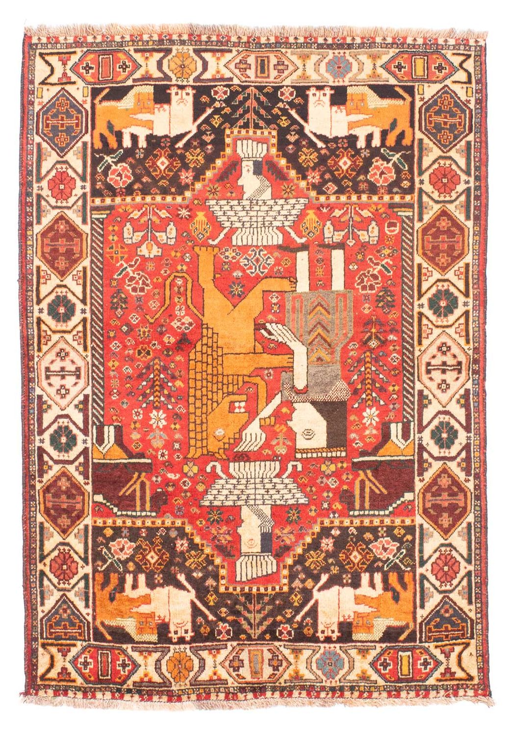 Tapis persan - Nomadic - 155 x 108 cm - rouge foncé