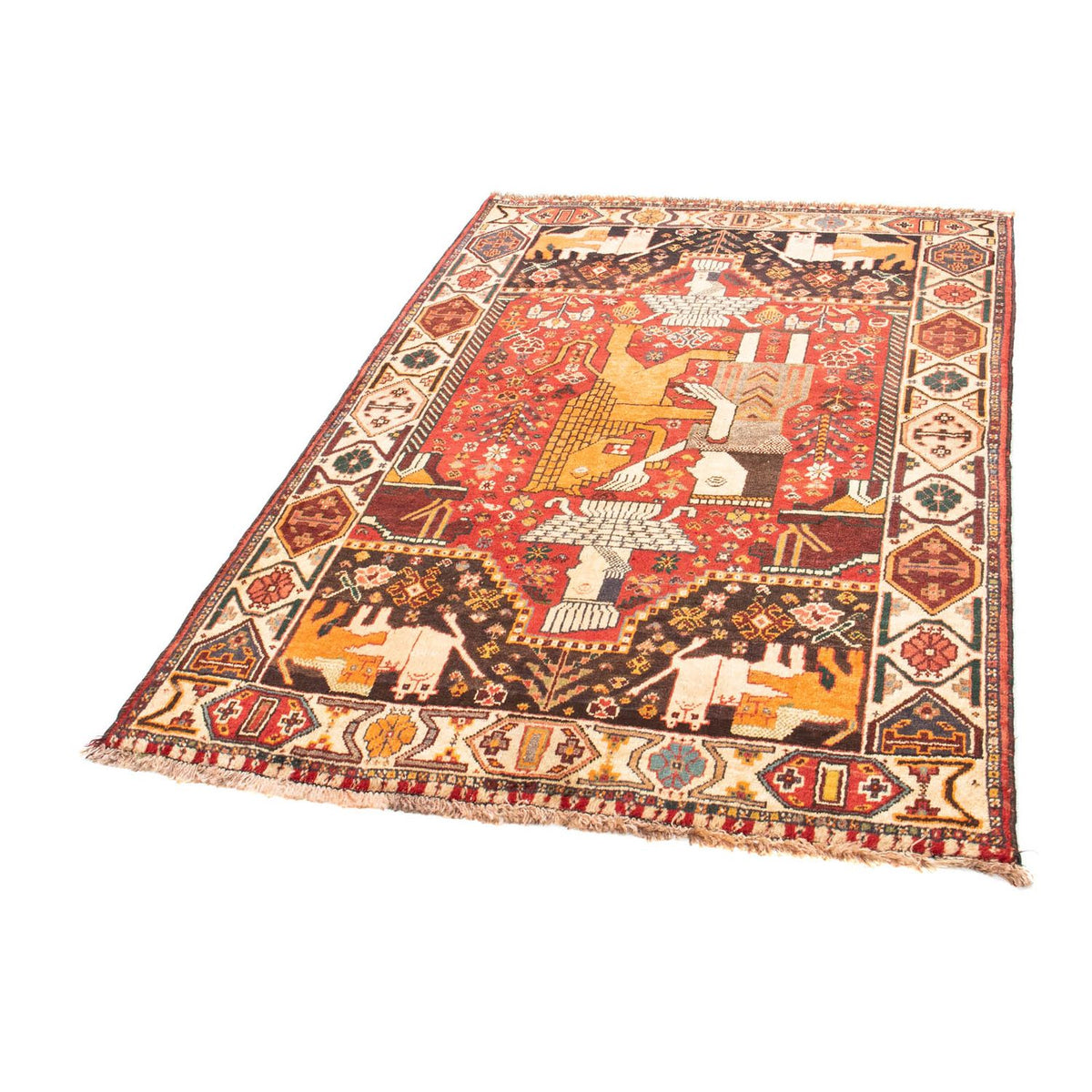 Tapis persan - Nomadic - 155 x 108 cm - rouge foncé