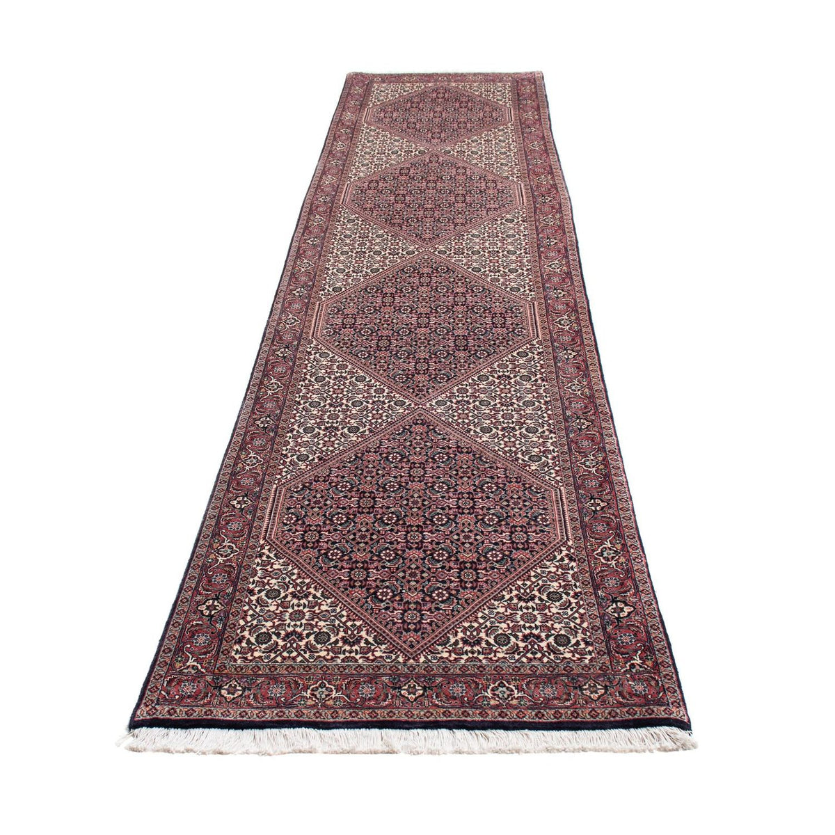 Tapis de couloir Tapis persan - Bidjar - 395 x 81 cm - beige