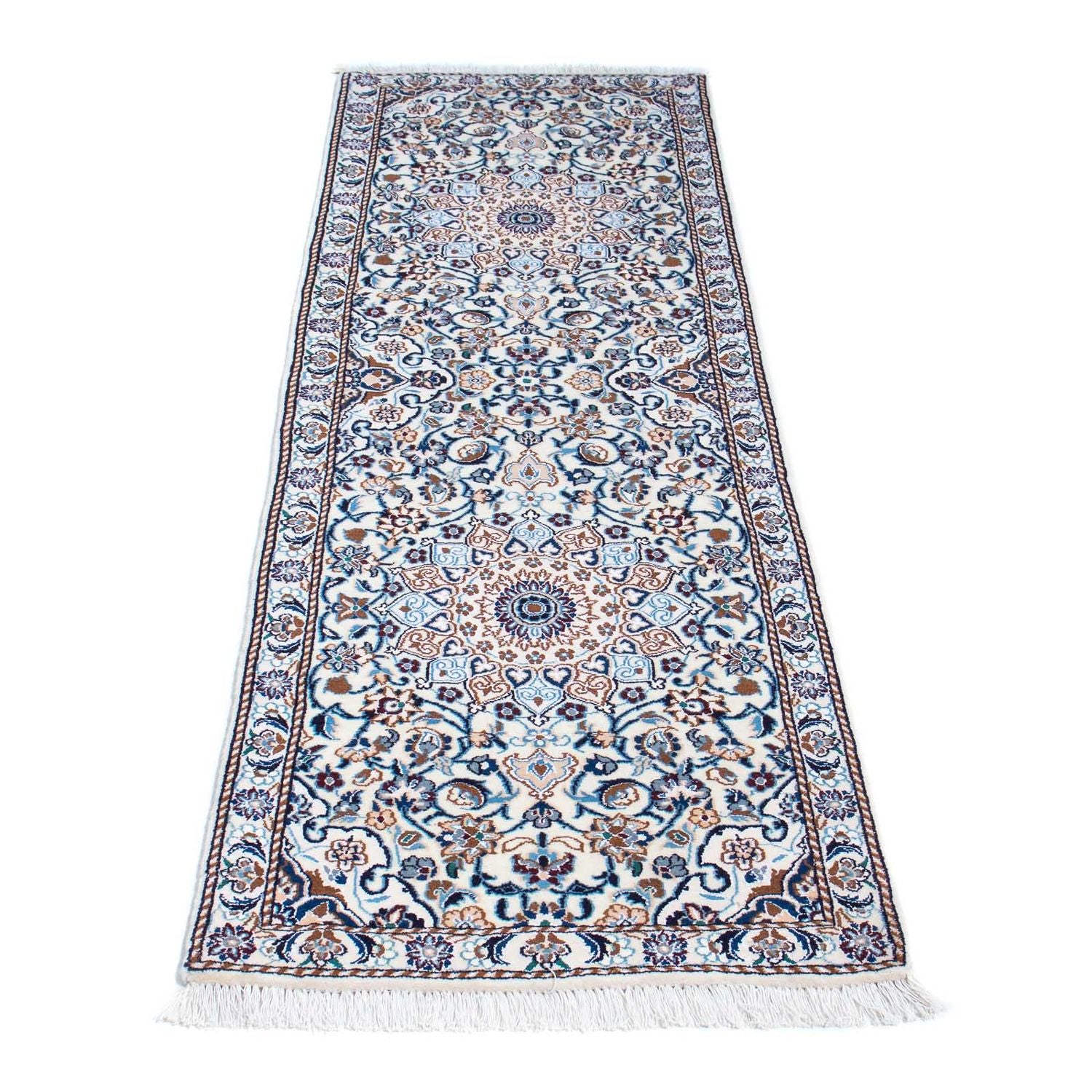 Tapis de couloir Tapis persan - Nain - Royal - 196 x 59 cm - beige