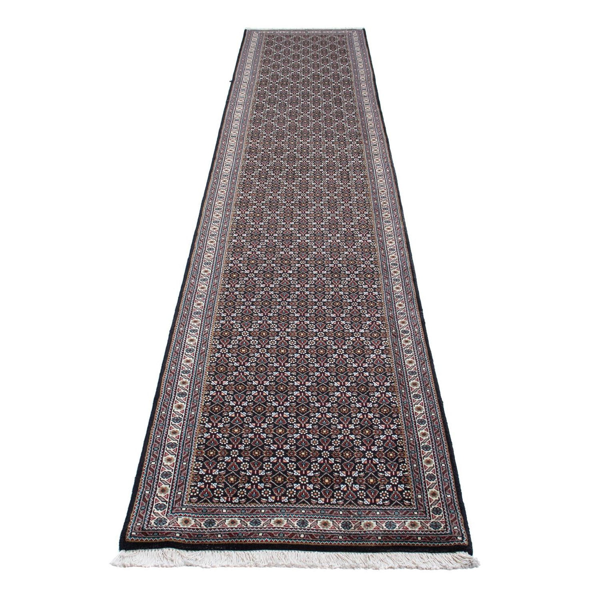 Tapis de couloir Tapis persan - Bidjar - 400 x 70 cm - gris