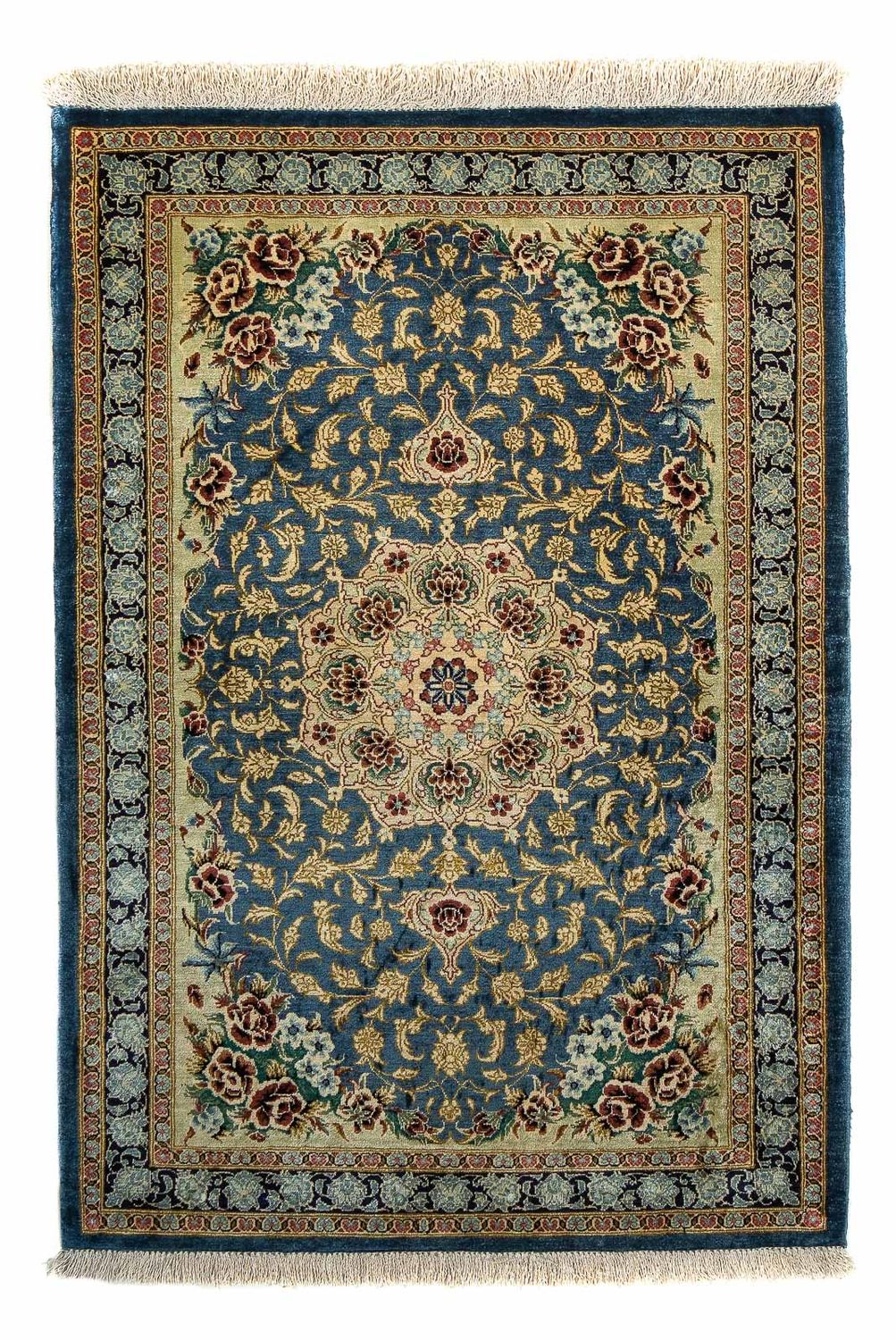 Tapis persan - Ghom - 86 x 58 cm - bleu