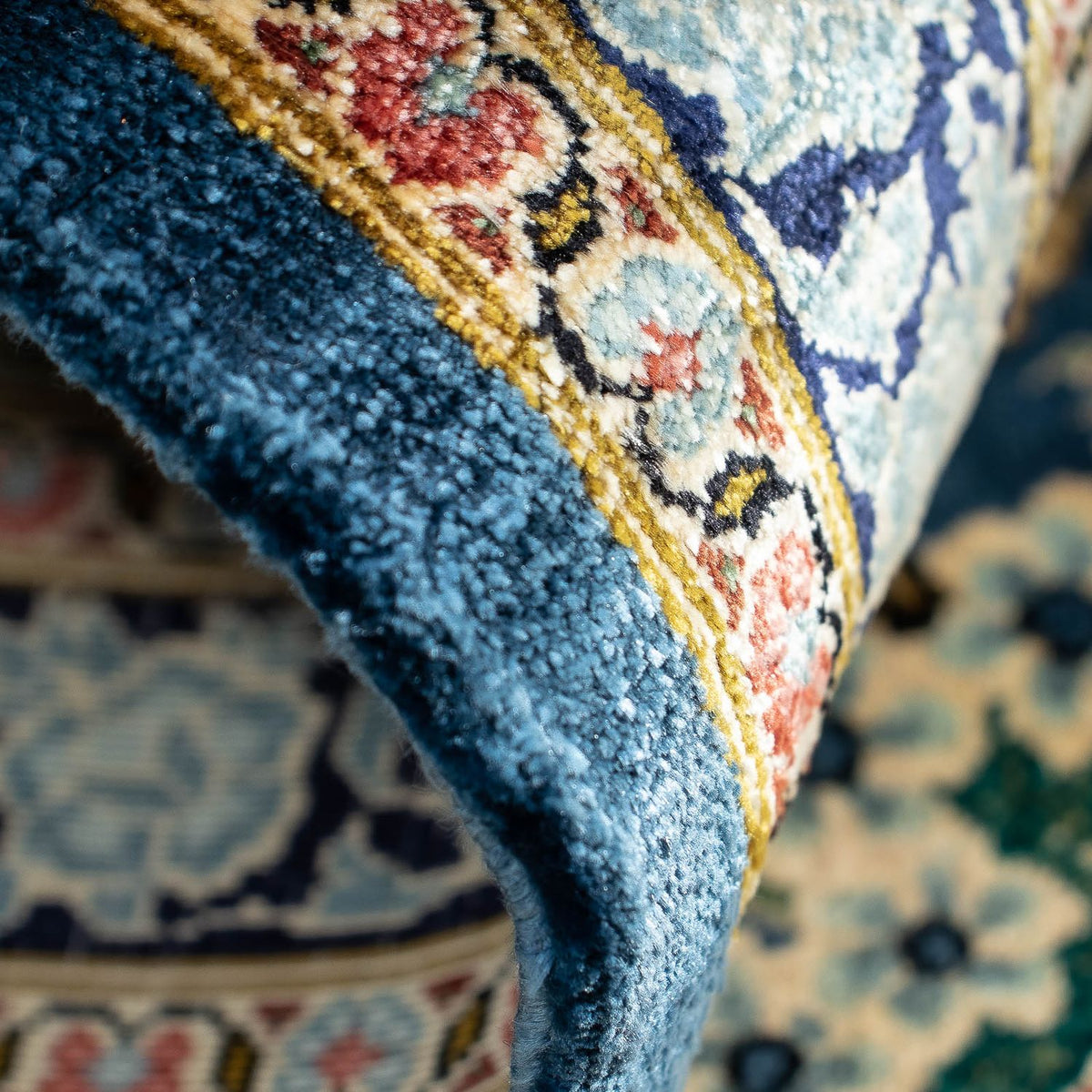 Tapis persan - Ghom - 86 x 58 cm - bleu