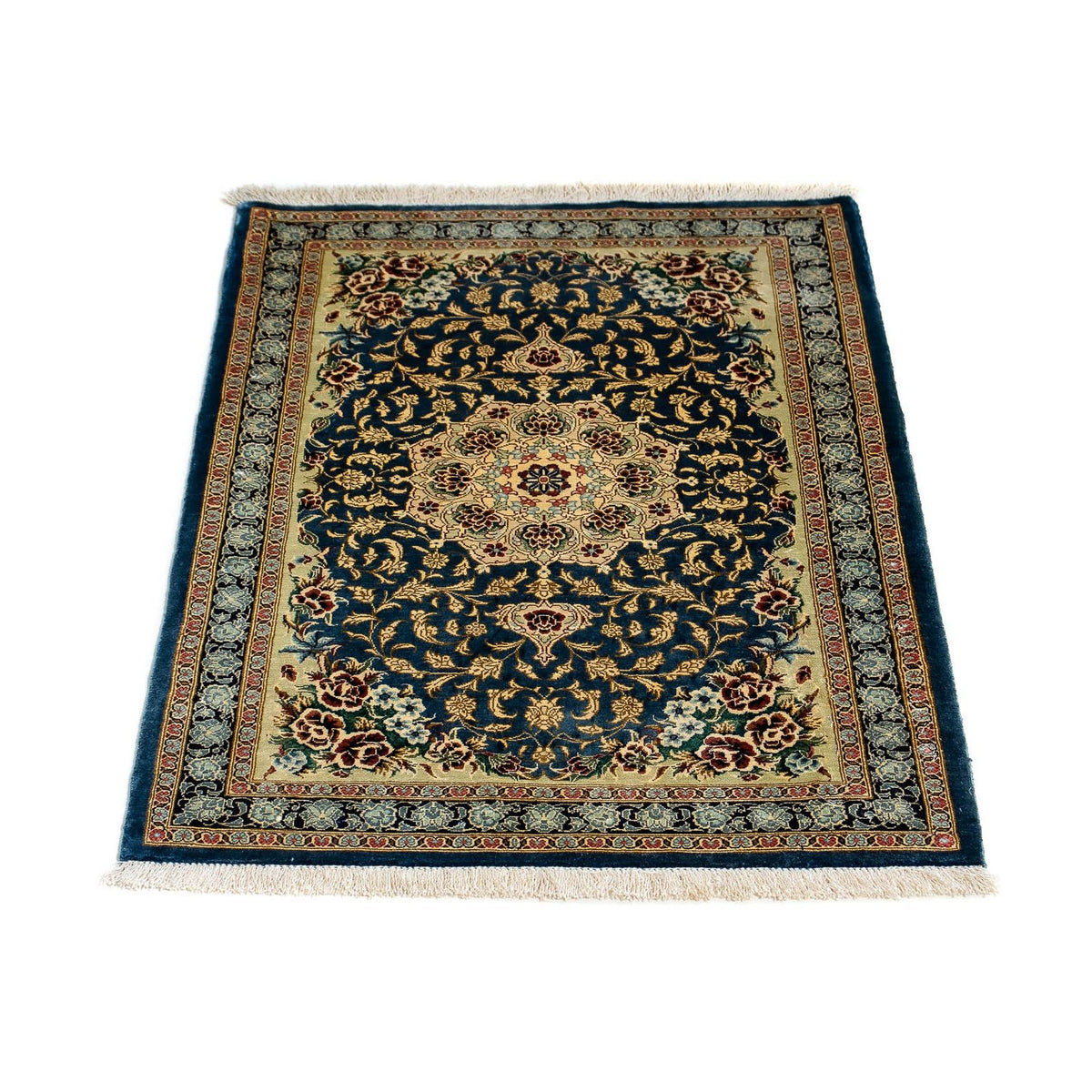 Tapis persan - Ghom - 86 x 58 cm - bleu