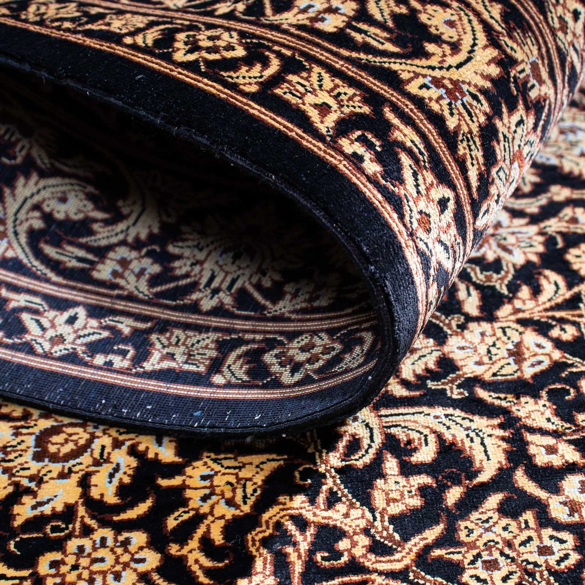 Tapis persan - Ghom - 118 x 80 cm - bleu foncé