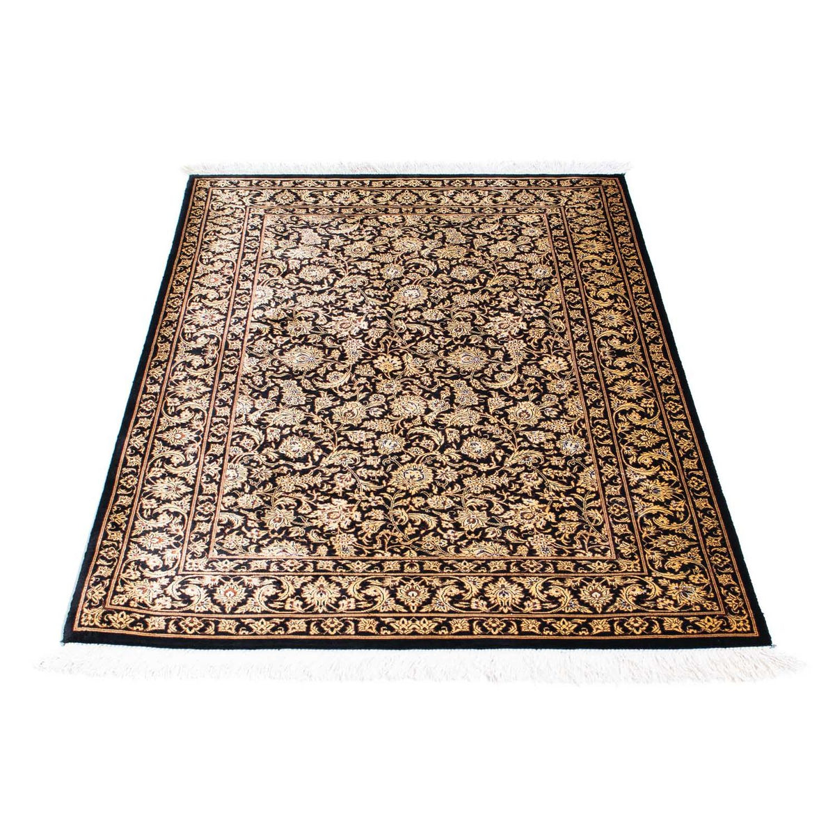 Tapis persan - Ghom - 118 x 80 cm - bleu foncé