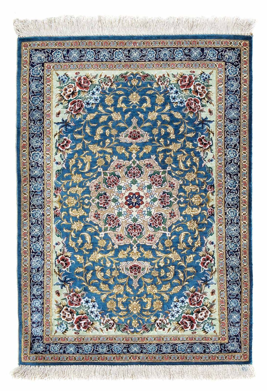 Tapis persan - Ghom - 86 x 60 cm - bleu