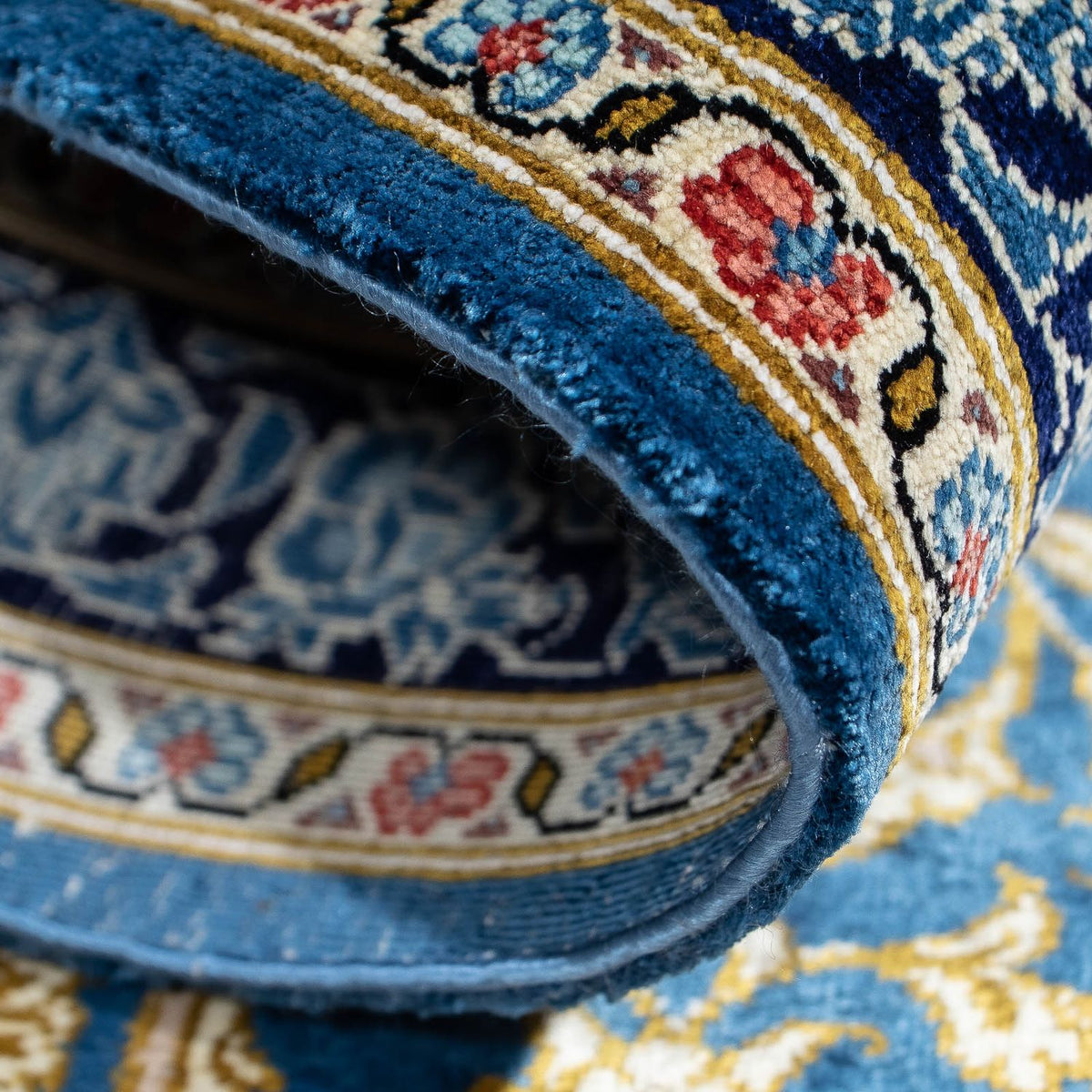 Tapis persan - Ghom - 86 x 60 cm - bleu