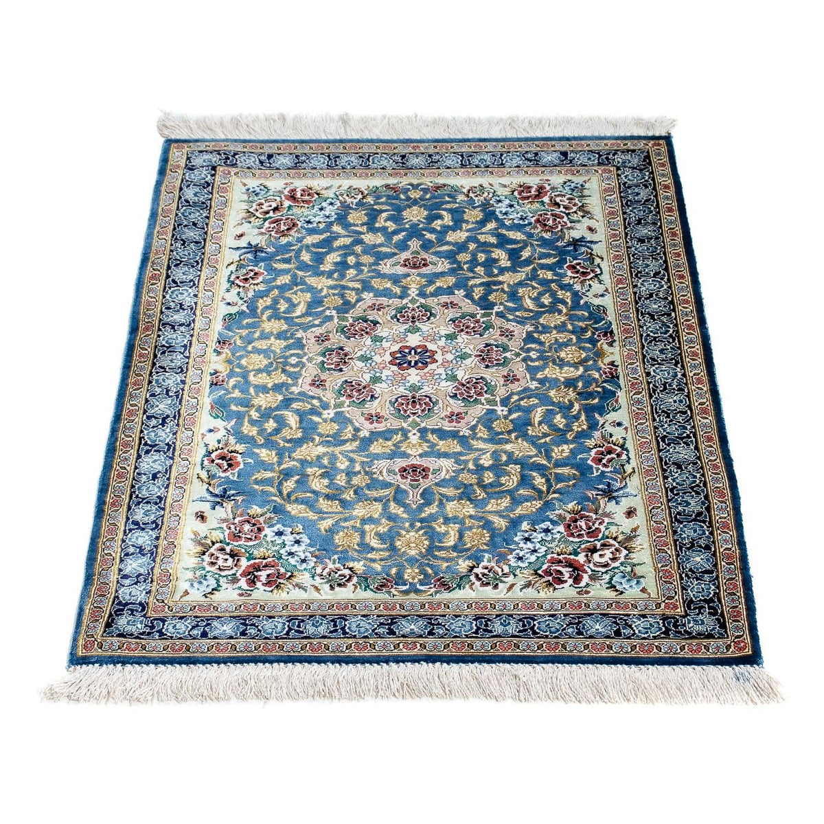 Tapis persan - Ghom - 86 x 60 cm - bleu