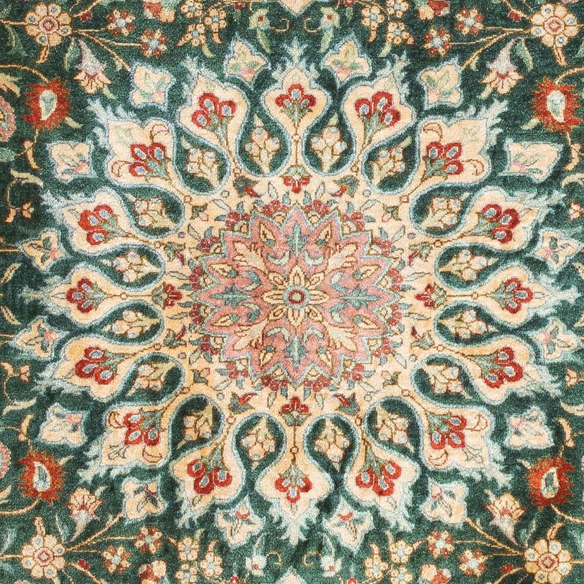 Tapis persan - Ghom - 115 x 80 cm - vert