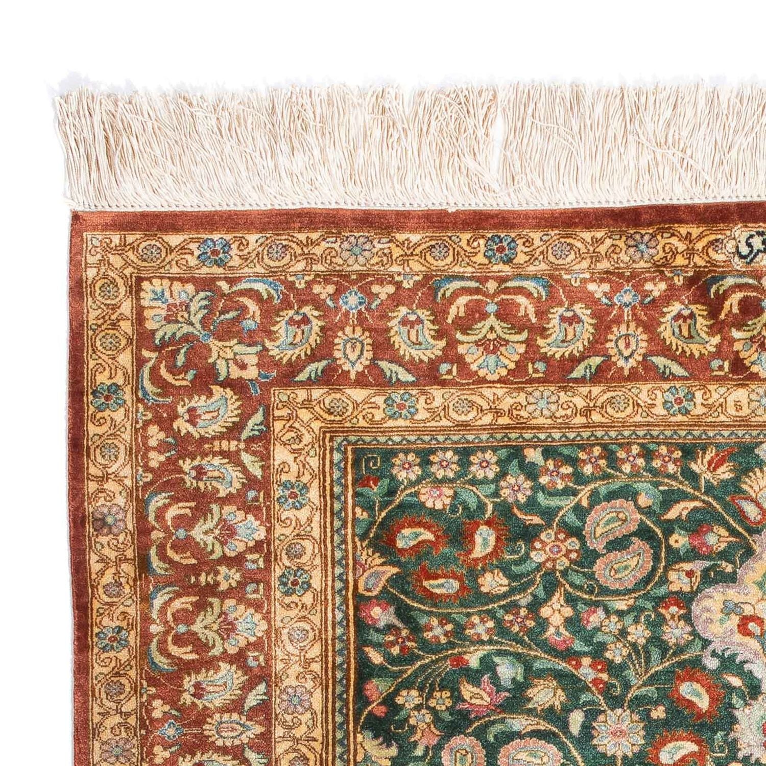 Tapis persan - Ghom - 115 x 80 cm - vert