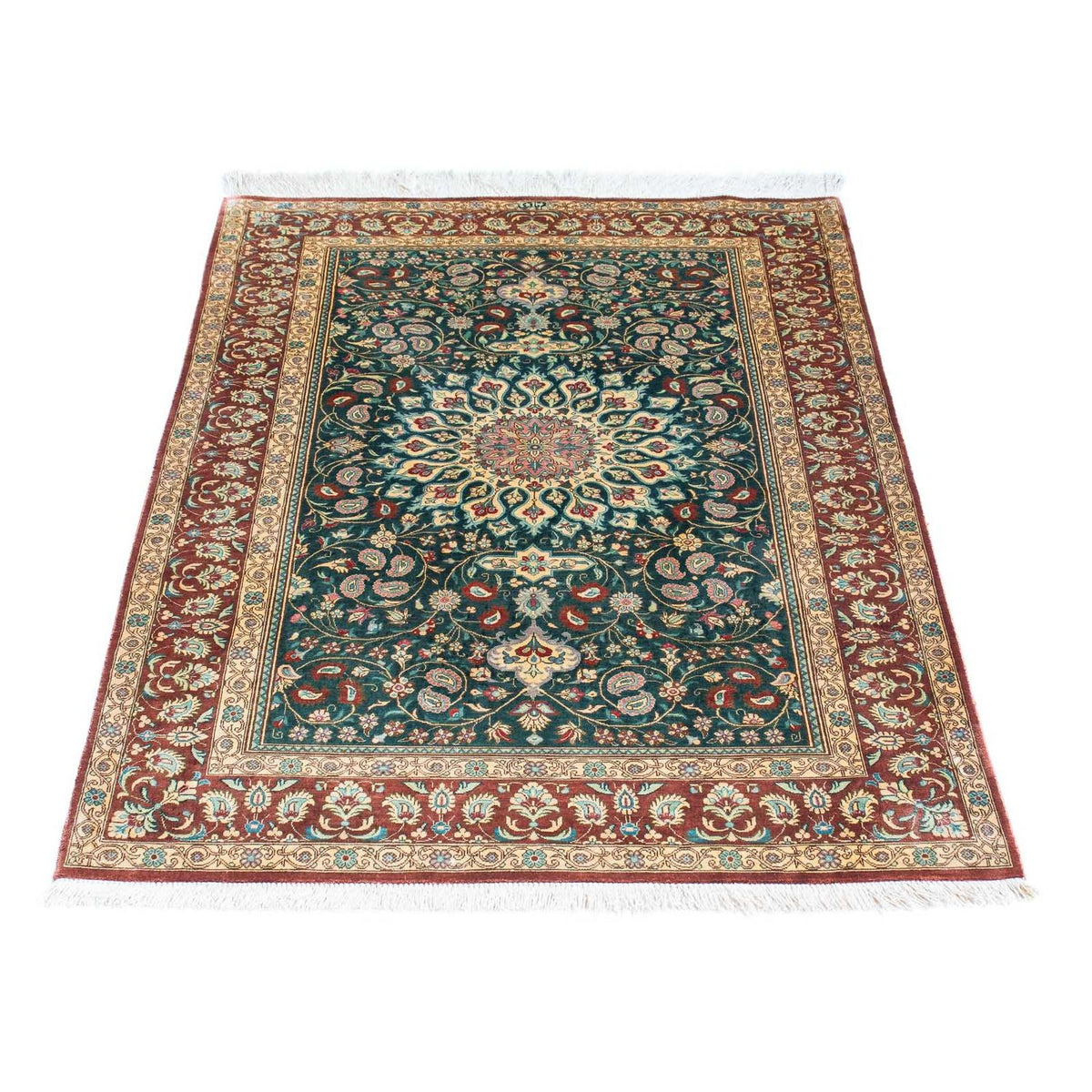 Tapis persan - Ghom - 115 x 80 cm - vert