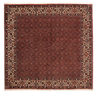 Tapis persan - Bidjar carré  - 203 x 197 cm - rouge foncé