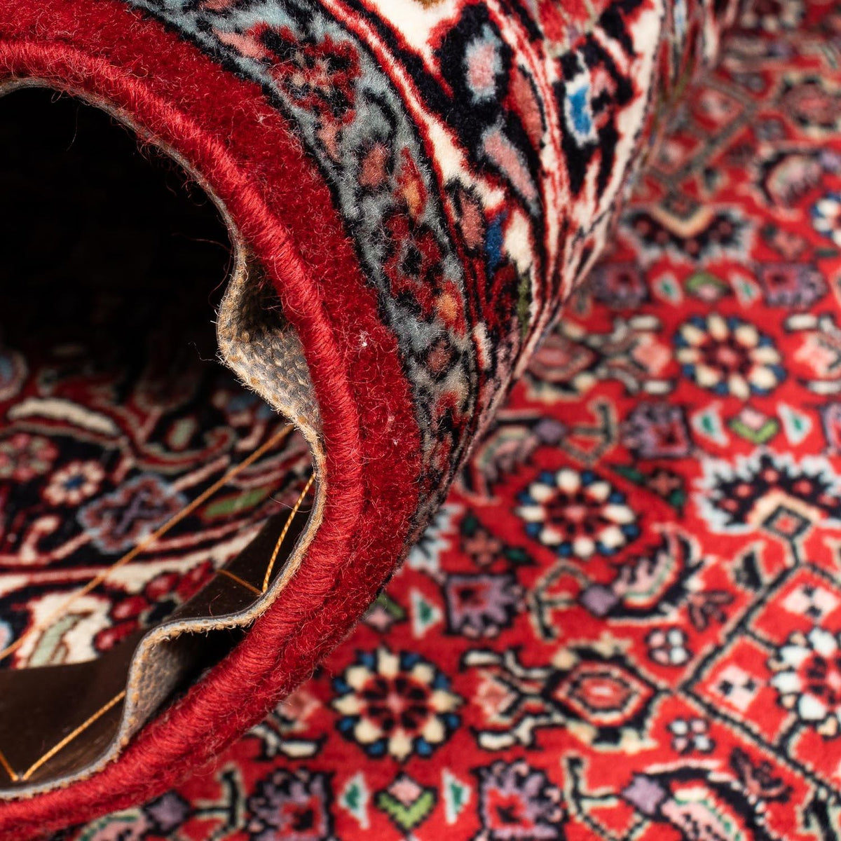 Tapis persan - Bidjar carré  - 205 x 205 cm - rouge foncé