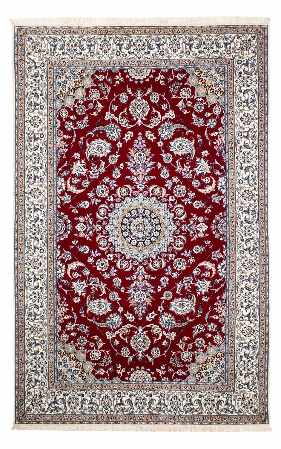 Tapis persan - Nain - Premium - 242 x 158 cm - rouge foncé