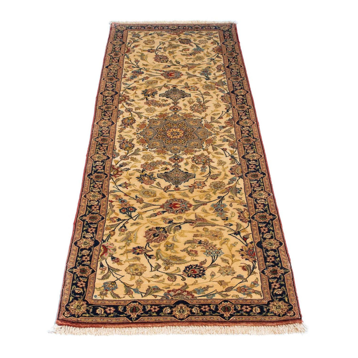 Tapis de couloir Tapis persan - Ghom - 193 x 57 cm - beige