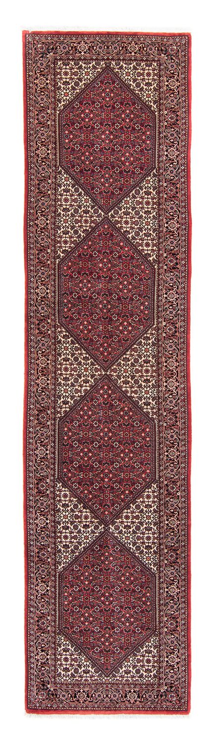 Tapis de couloir Tapis persan - Bidjar - 346 x 82 cm - rouge foncé