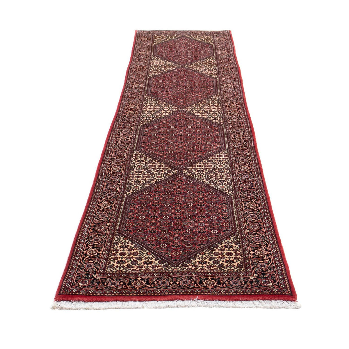 Tapis de couloir Tapis persan - Bidjar - 346 x 82 cm - rouge foncé