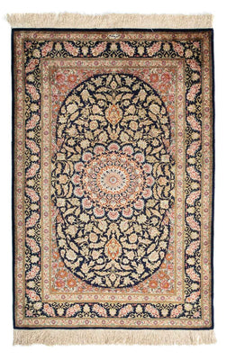 Tapis persan - Ghom - 120 x 79 cm - bleu foncé