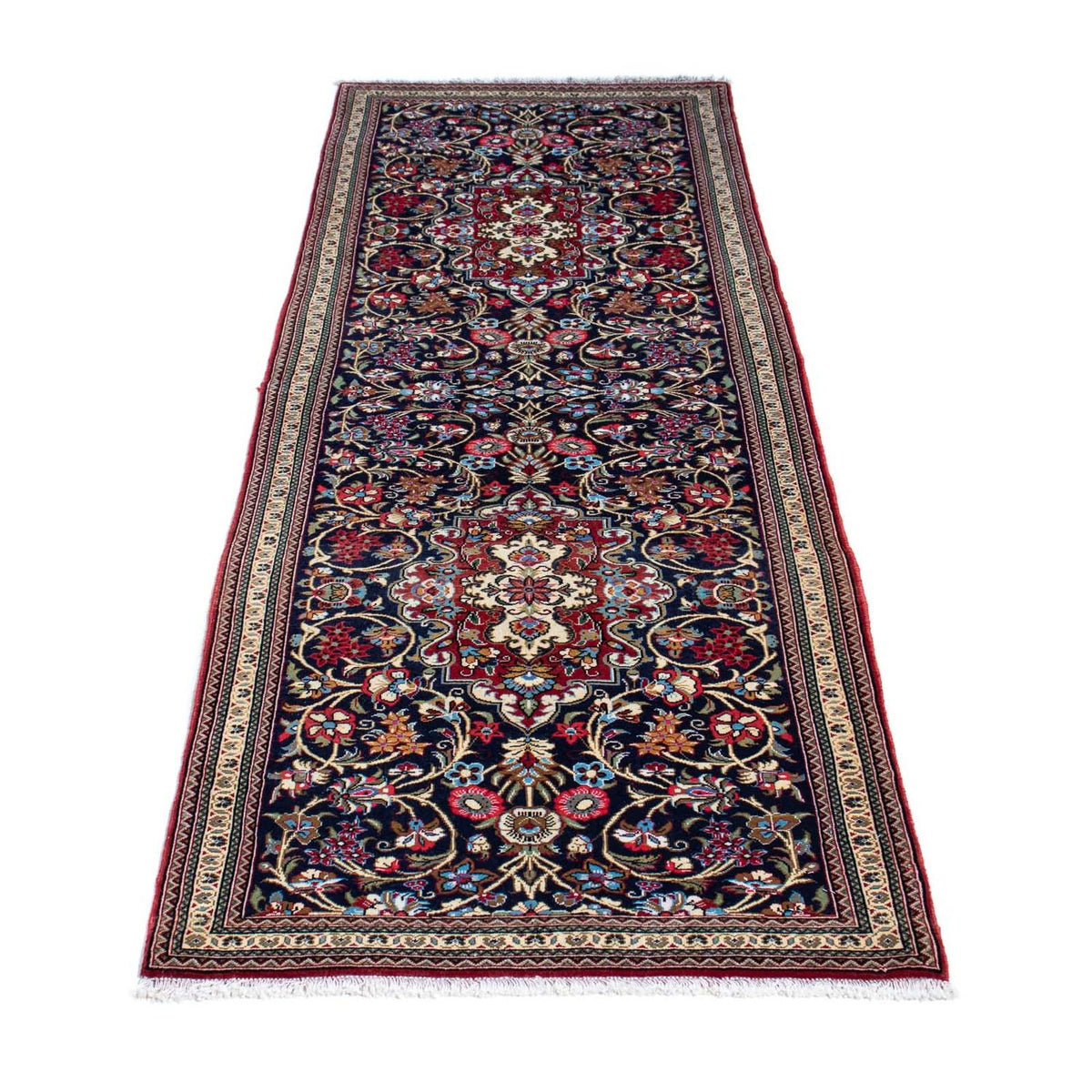 Tapis de couloir Tapis persan - Ghom - 197 x 70 cm - bleu foncé