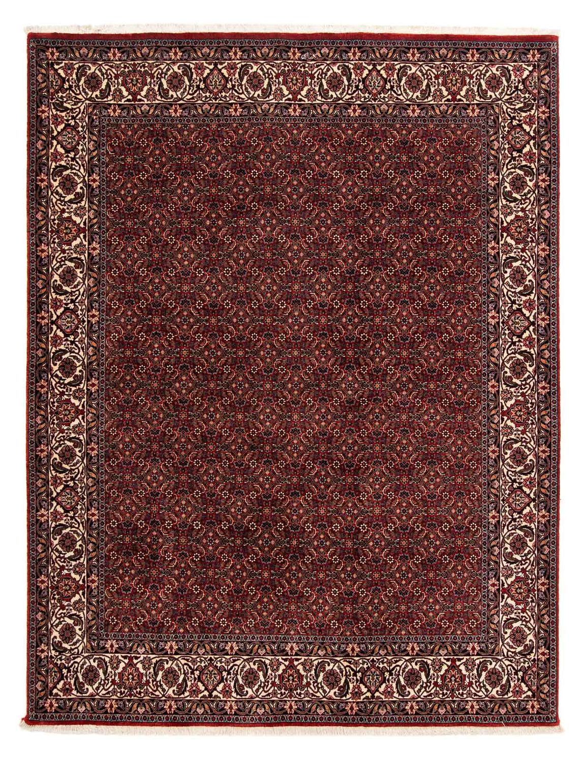 Tapis persan - Bidjar - 254 x 198 cm - rouge foncé