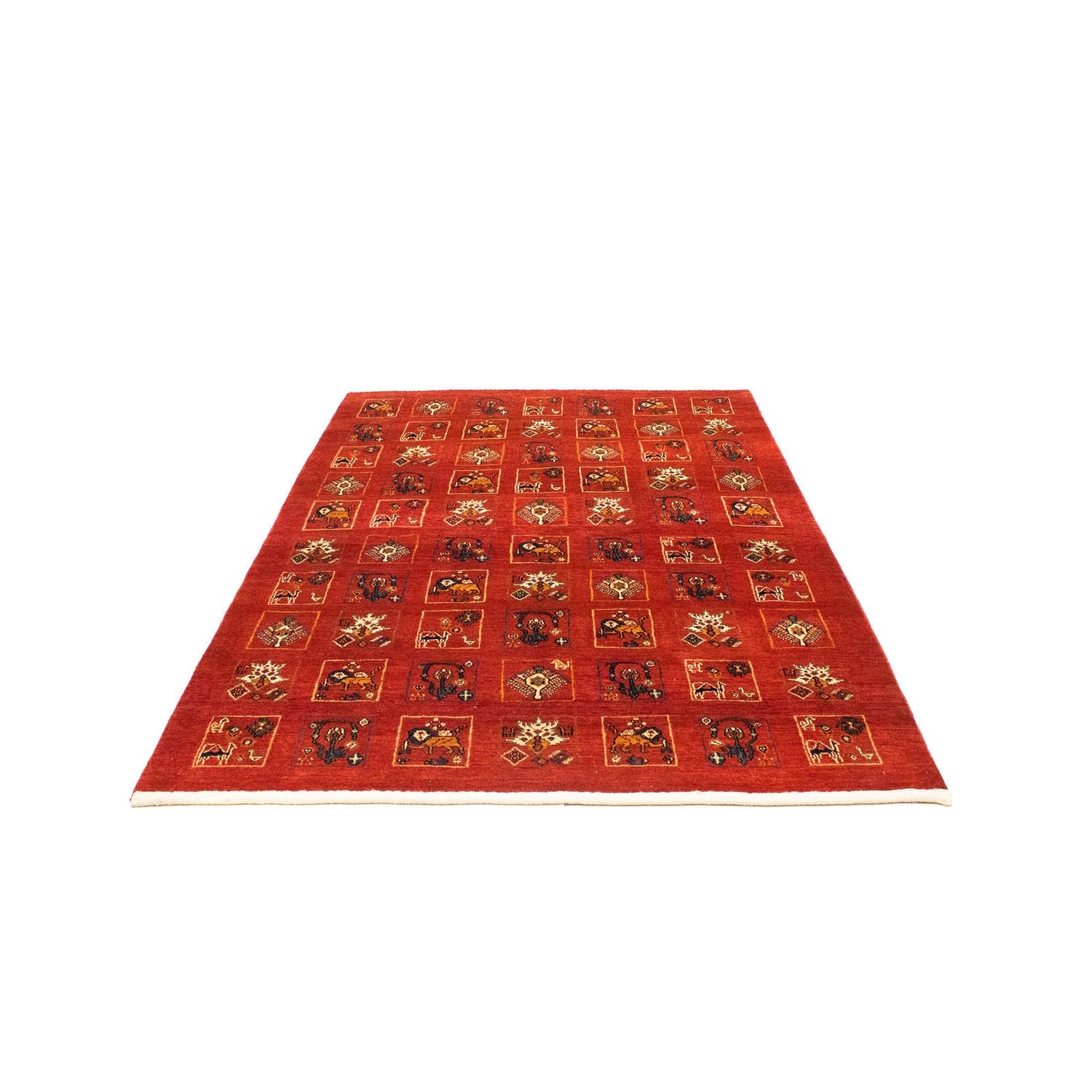 Tapis Gabbeh - Persan Kashkuli - 214 x 145 cm - rouge foncé