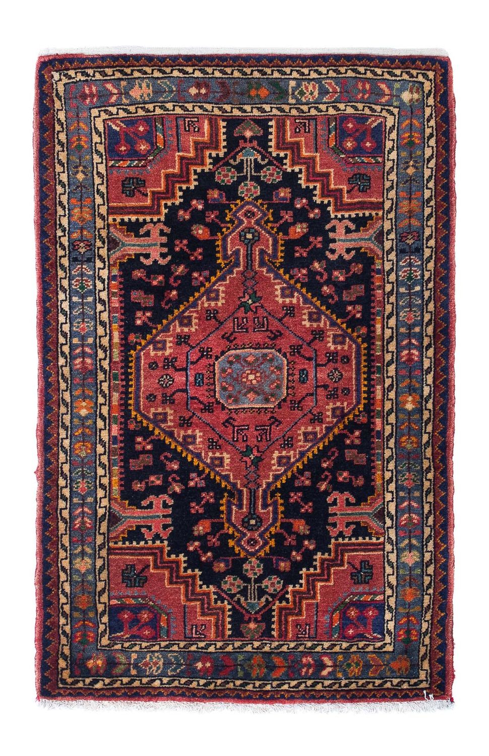 Tapis persan - Nomadic - 128 x 86 cm - bleu foncé