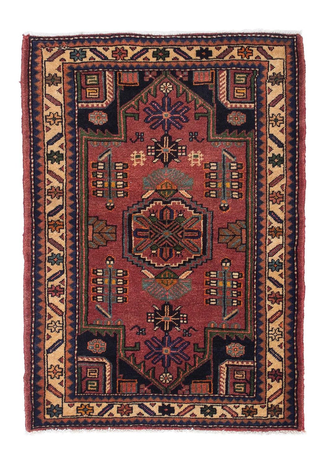 Tapis persan - Nomadic - 120 x 86 cm - rouge foncé