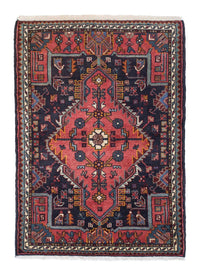 Tapis persan - Nomadic - 115 x 84 cm - bleu foncé