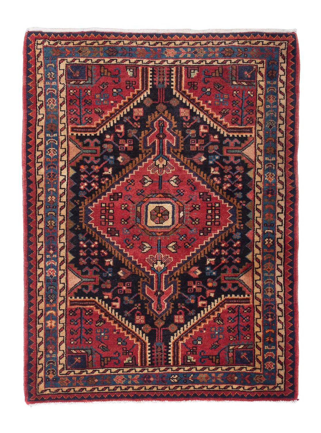 Tapis persan - Nomadic - 127 x 95 cm - bleu foncé
