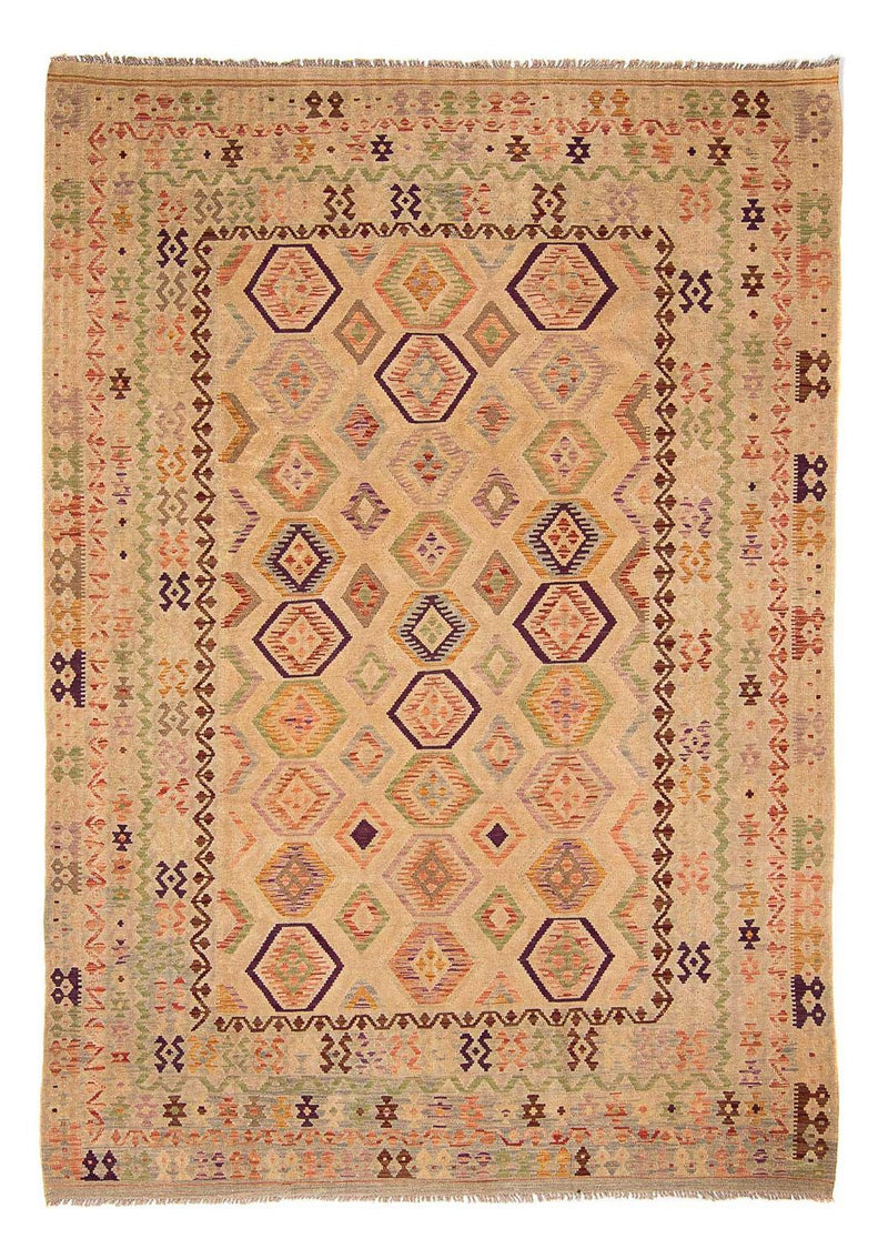 Tapis Kelim - Splash - 290 x 200 cm - marron clair