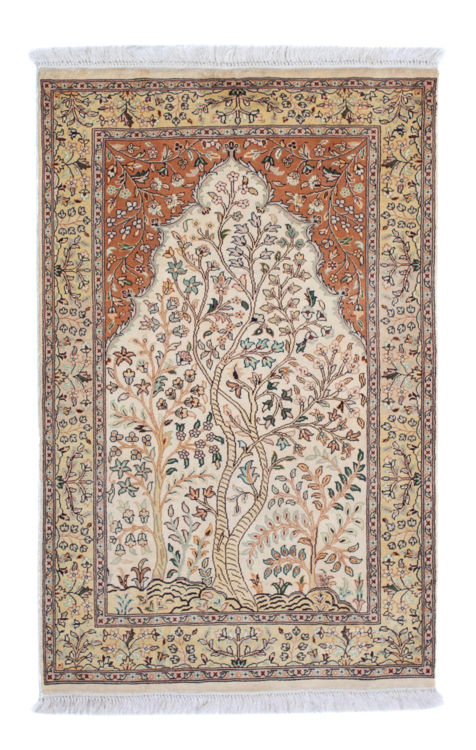 Tapis en soie - Soie du Cachemire - 124 x 76 cm - beige