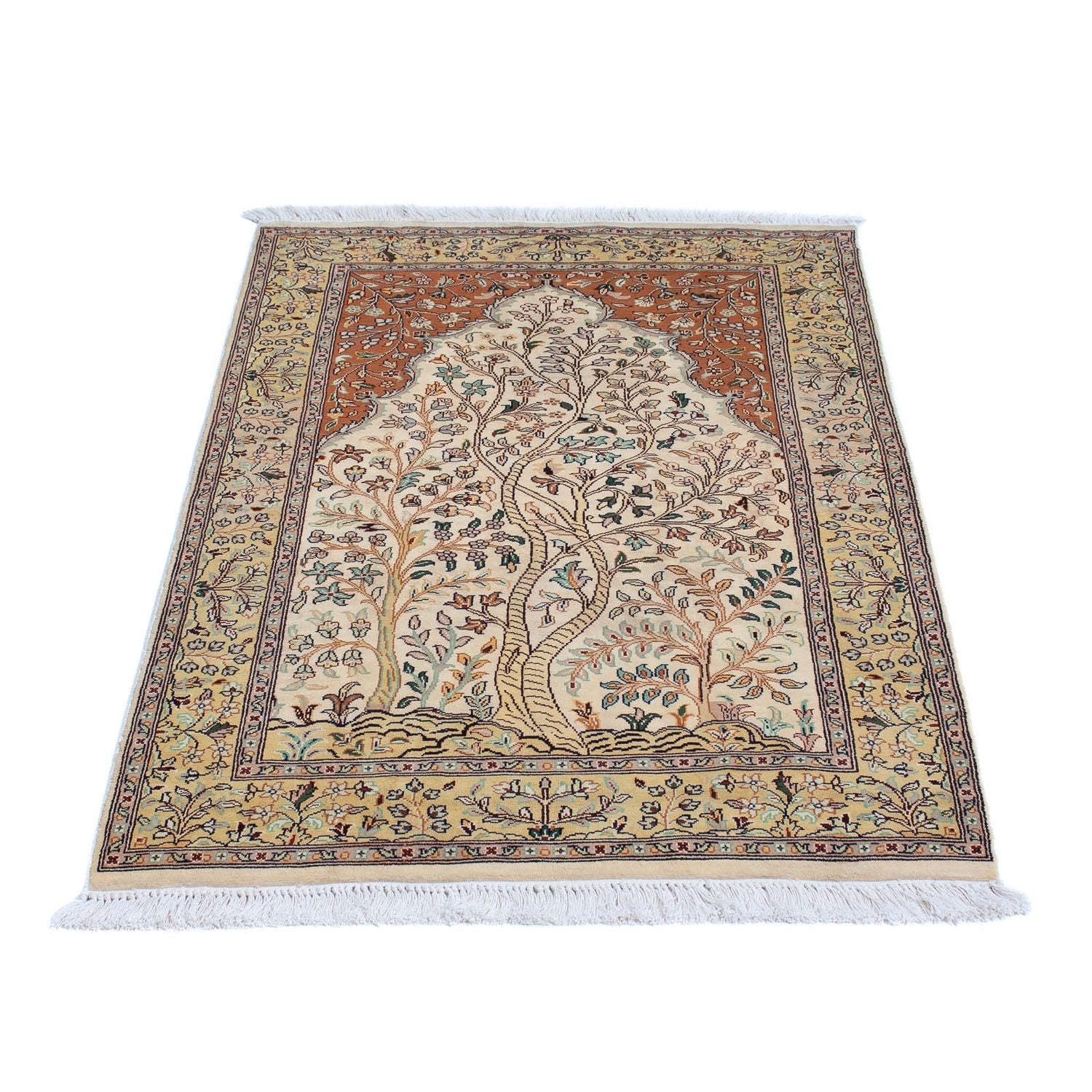 Tapis en soie - Soie du Cachemire - 124 x 76 cm - beige
