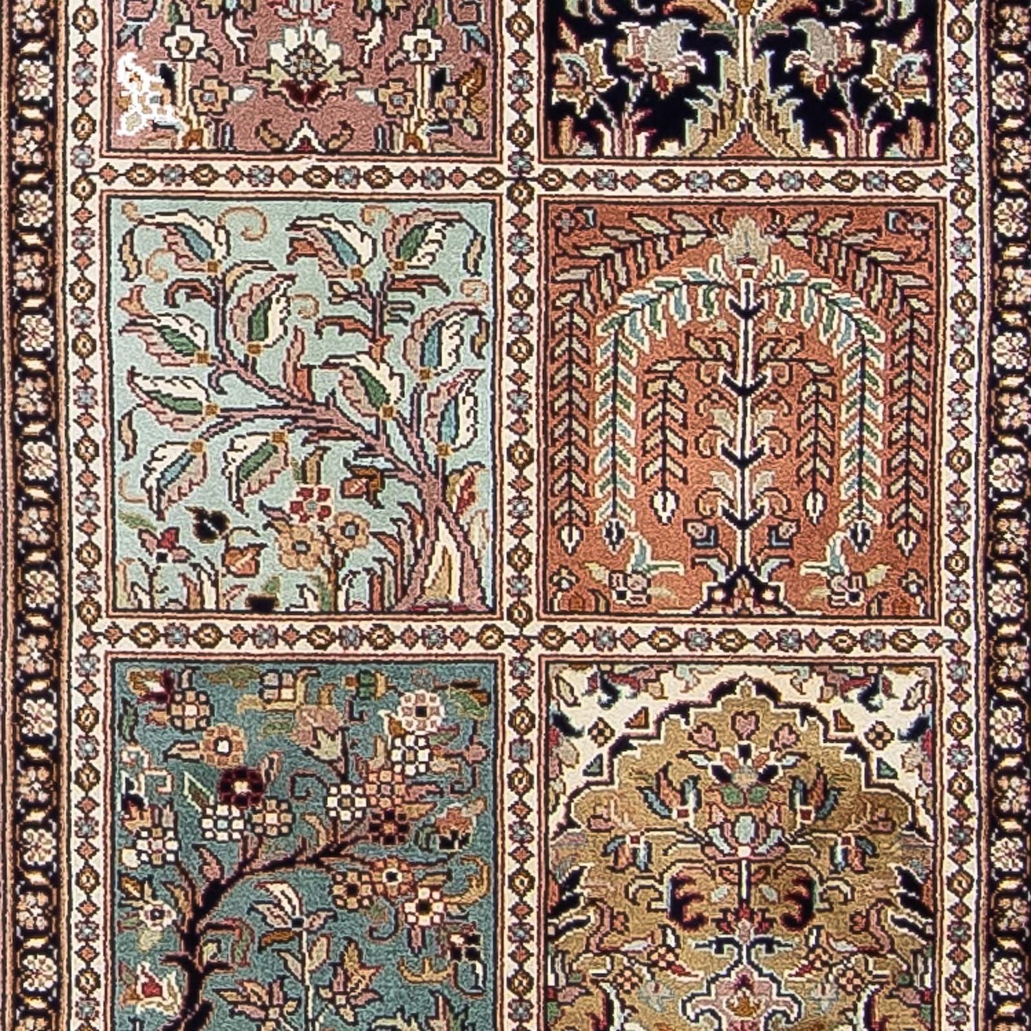 Tapis de couloir Tapis en soie - Soie du Cachemire - 302 x 74 cm - multicolore
