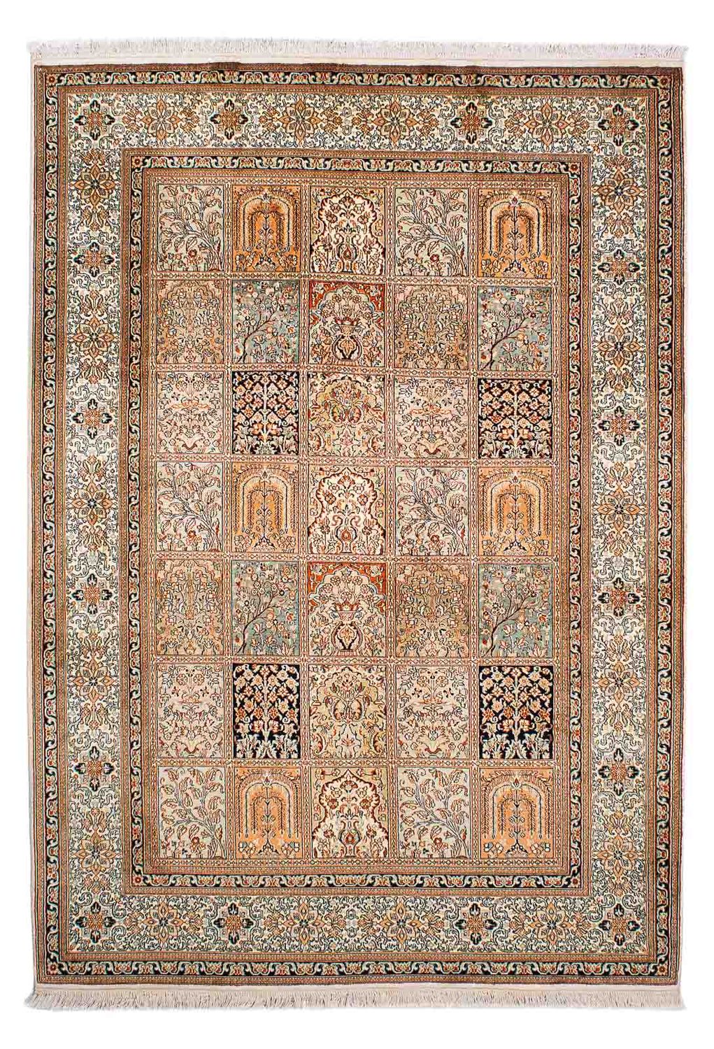Tapis en soie - Soie du Cachemire - 221 x 158 cm - multicolore