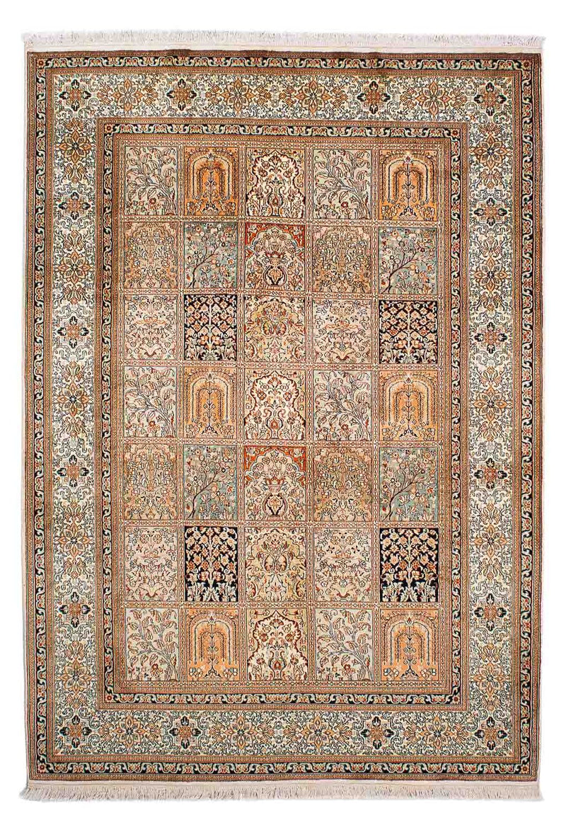 Tapis en soie - Soie du Cachemire - 221 x 158 cm - multicolore