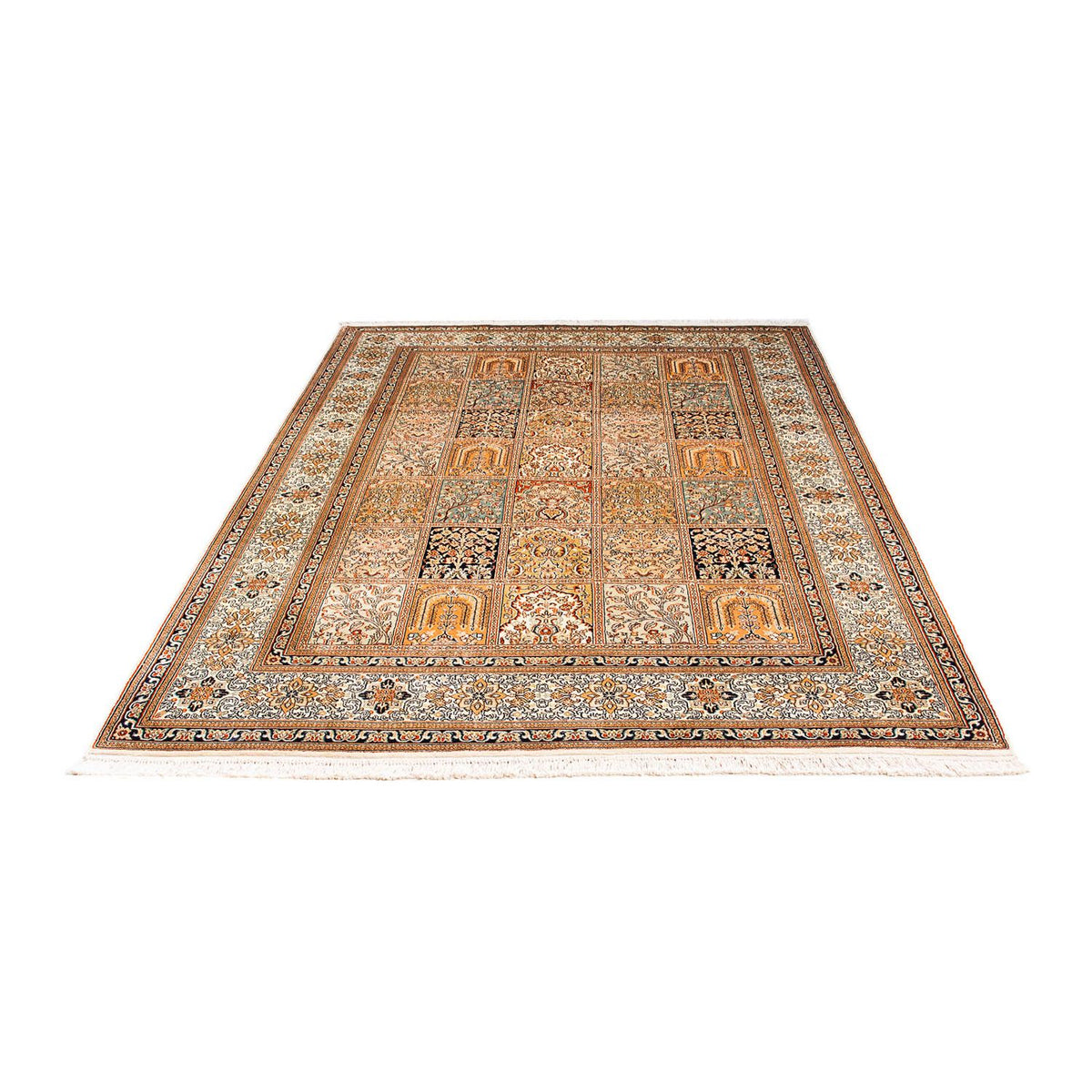 Tapis en soie - Soie du Cachemire - 221 x 158 cm - multicolore