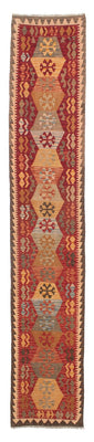 Tapis de couloir Tapis Kelim - Splash - 389 x 76 cm - rouge